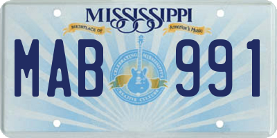 MS license plate MAB991