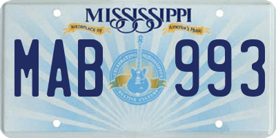 MS license plate MAB993
