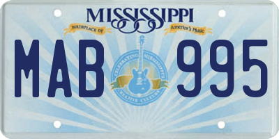 MS license plate MAB995
