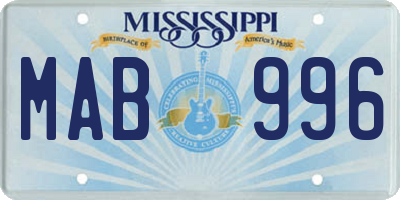 MS license plate MAB996