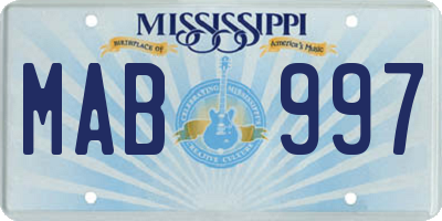 MS license plate MAB997