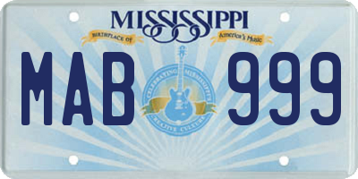 MS license plate MAB999