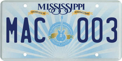 MS license plate MAC003