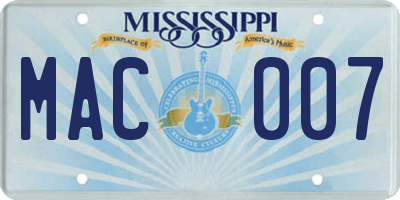 MS license plate MAC007