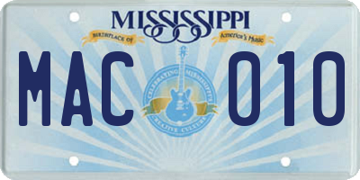 MS license plate MAC010