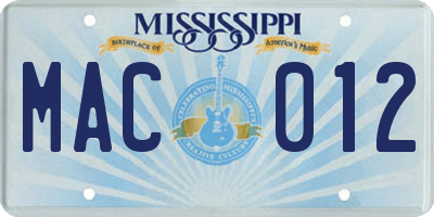 MS license plate MAC012
