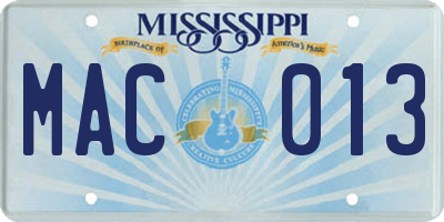MS license plate MAC013