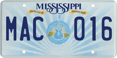 MS license plate MAC016