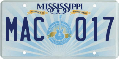 MS license plate MAC017