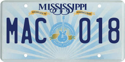 MS license plate MAC018