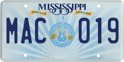 MS license plate MAC019