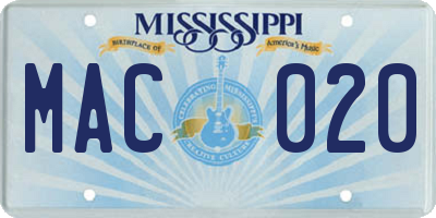 MS license plate MAC020