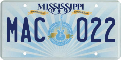 MS license plate MAC022