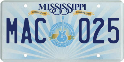 MS license plate MAC025