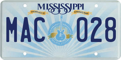 MS license plate MAC028