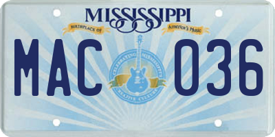 MS license plate MAC036
