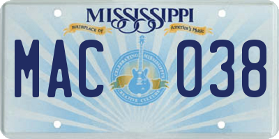 MS license plate MAC038
