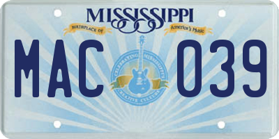 MS license plate MAC039