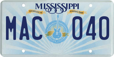 MS license plate MAC040