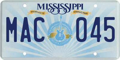 MS license plate MAC045