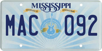 MS license plate MAC092