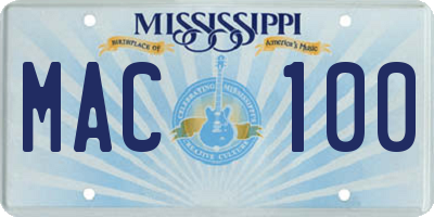 MS license plate MAC100