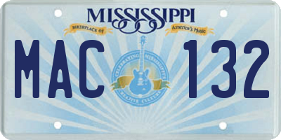 MS license plate MAC132