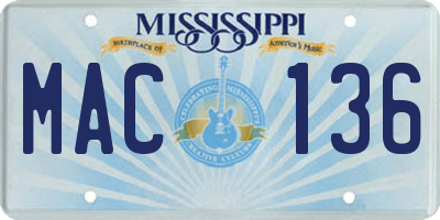 MS license plate MAC136