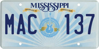 MS license plate MAC137