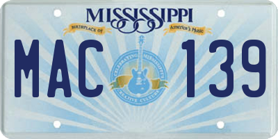 MS license plate MAC139