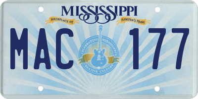 MS license plate MAC177