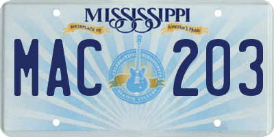 MS license plate MAC203