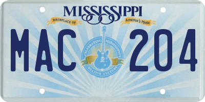 MS license plate MAC204