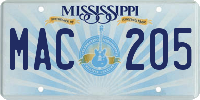 MS license plate MAC205