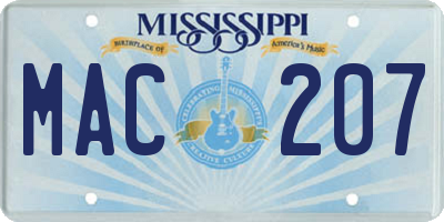 MS license plate MAC207