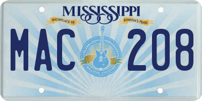 MS license plate MAC208