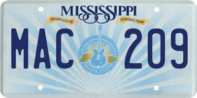 MS license plate MAC209