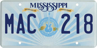 MS license plate MAC218