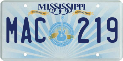 MS license plate MAC219