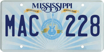 MS license plate MAC228