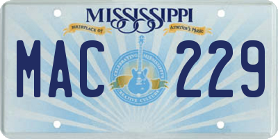 MS license plate MAC229