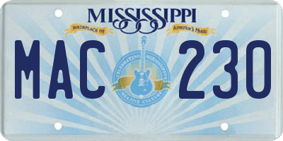 MS license plate MAC230