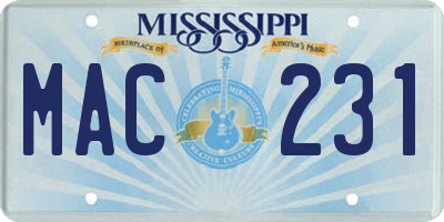 MS license plate MAC231