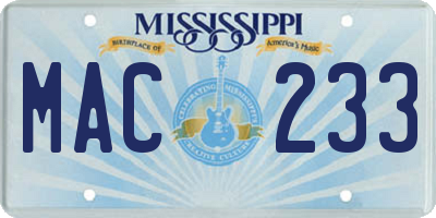MS license plate MAC233