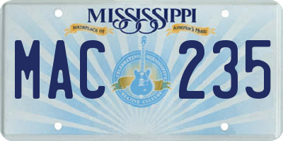 MS license plate MAC235