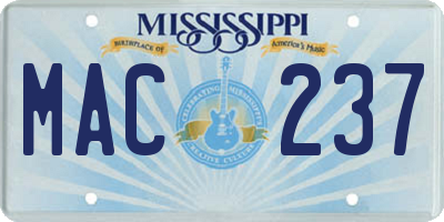 MS license plate MAC237