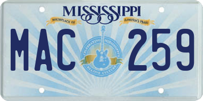 MS license plate MAC259