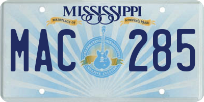 MS license plate MAC285