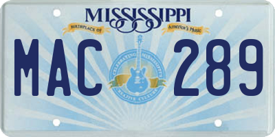 MS license plate MAC289