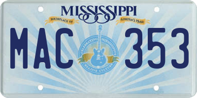 MS license plate MAC353